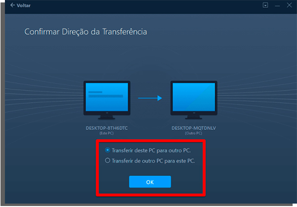 Tela de transferencia do app