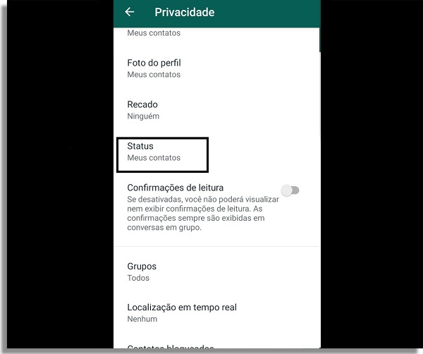 escolher status