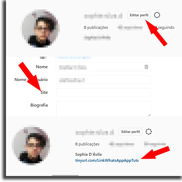 Navegador colocar o link do WhatsApp no Instagram