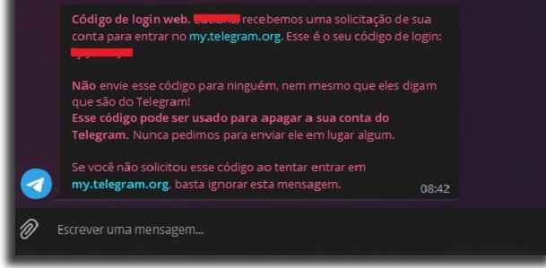código de verificação