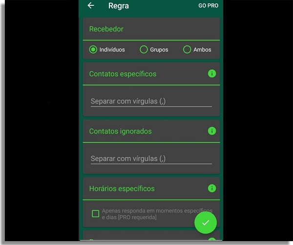 destinatário no whatsapp