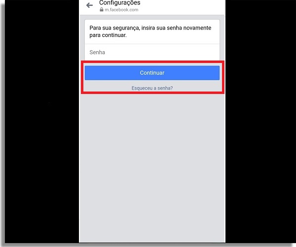 senha do facebook