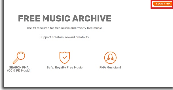 Free Music Archive's main page