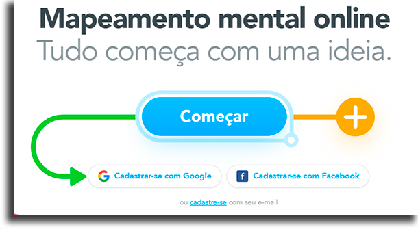 Criar conta mapa mental online