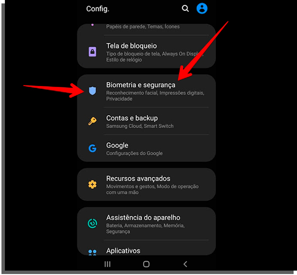 acesse o menu segurança para habilitar o betway app