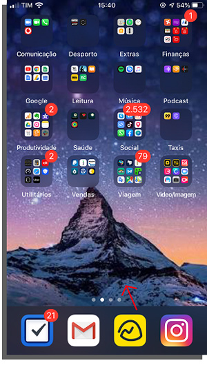 central de controle do iphone