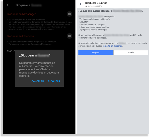 bloqueado en Facebook Messenger