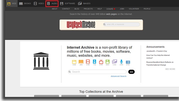 usando o archive.org