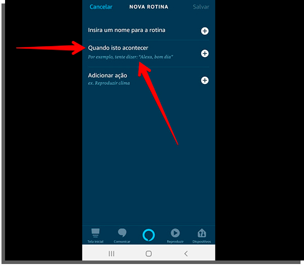 escolha quando isto acontecer na alexa