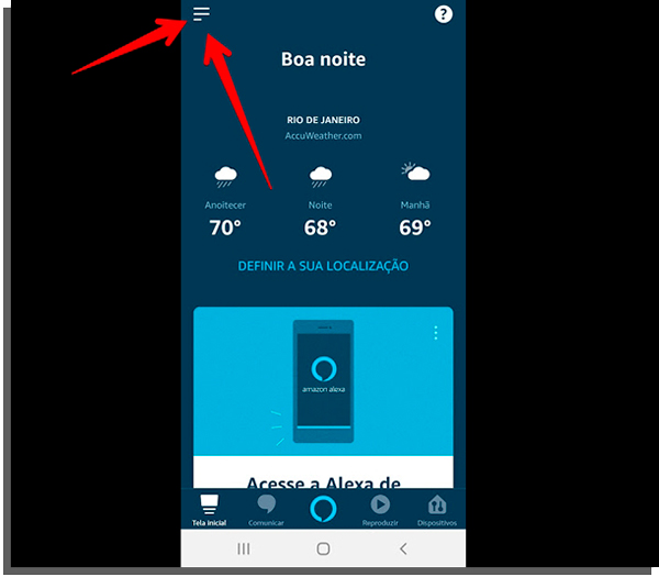 acesse o menu para configurar rotinas