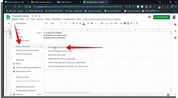 Como salvar tradu  es do Google Tradutor em planilhas - 40