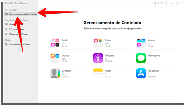 escolha gerenciamento de conteúdo