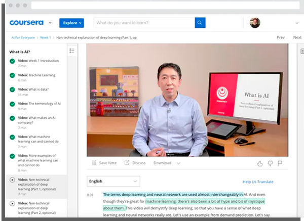 veja os cursos online do coursera