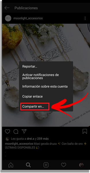 compartir enlaces de Instagram en WhatsApp paso 3