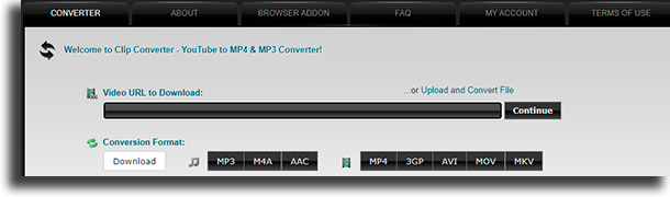 ClipConverter websites to download YouTube videos