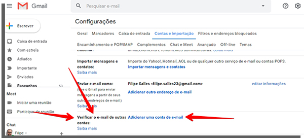 adicionar email com domínio próprio para receber