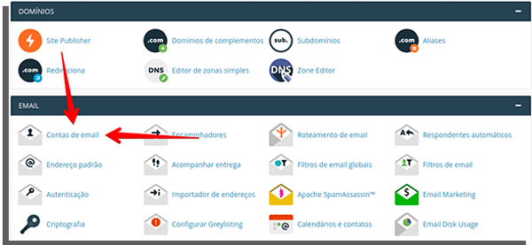 contas de email do cpanel