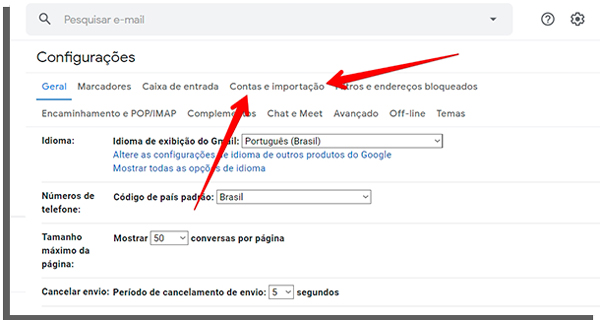 criar email importacao