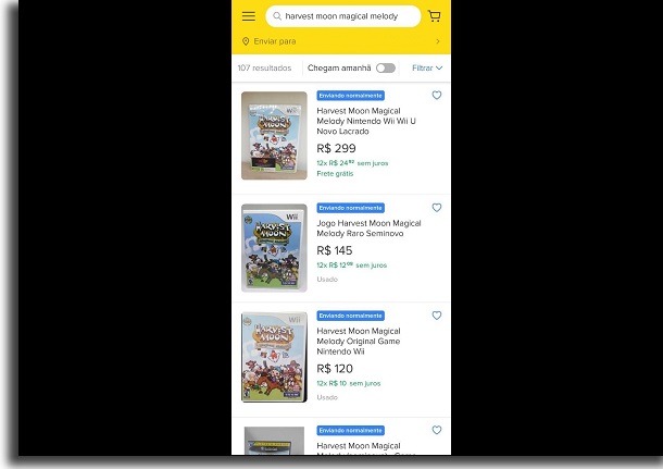 mercado livre no celular opções