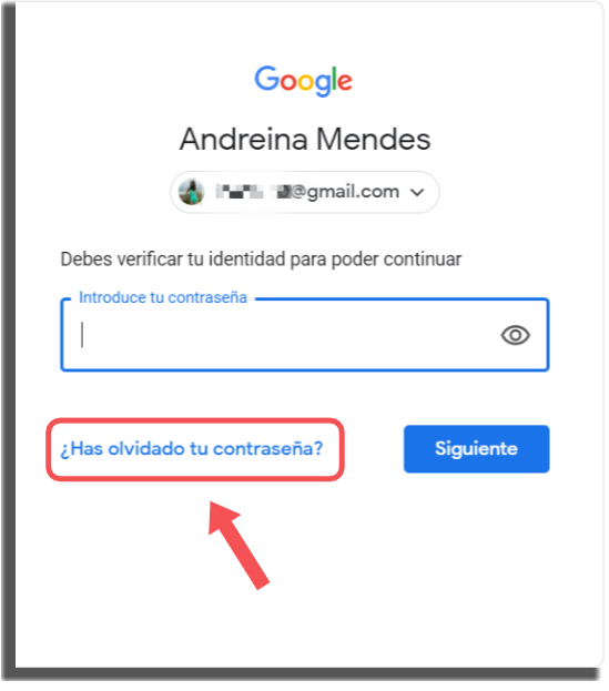 recuperar tu cuenta de Google método 1