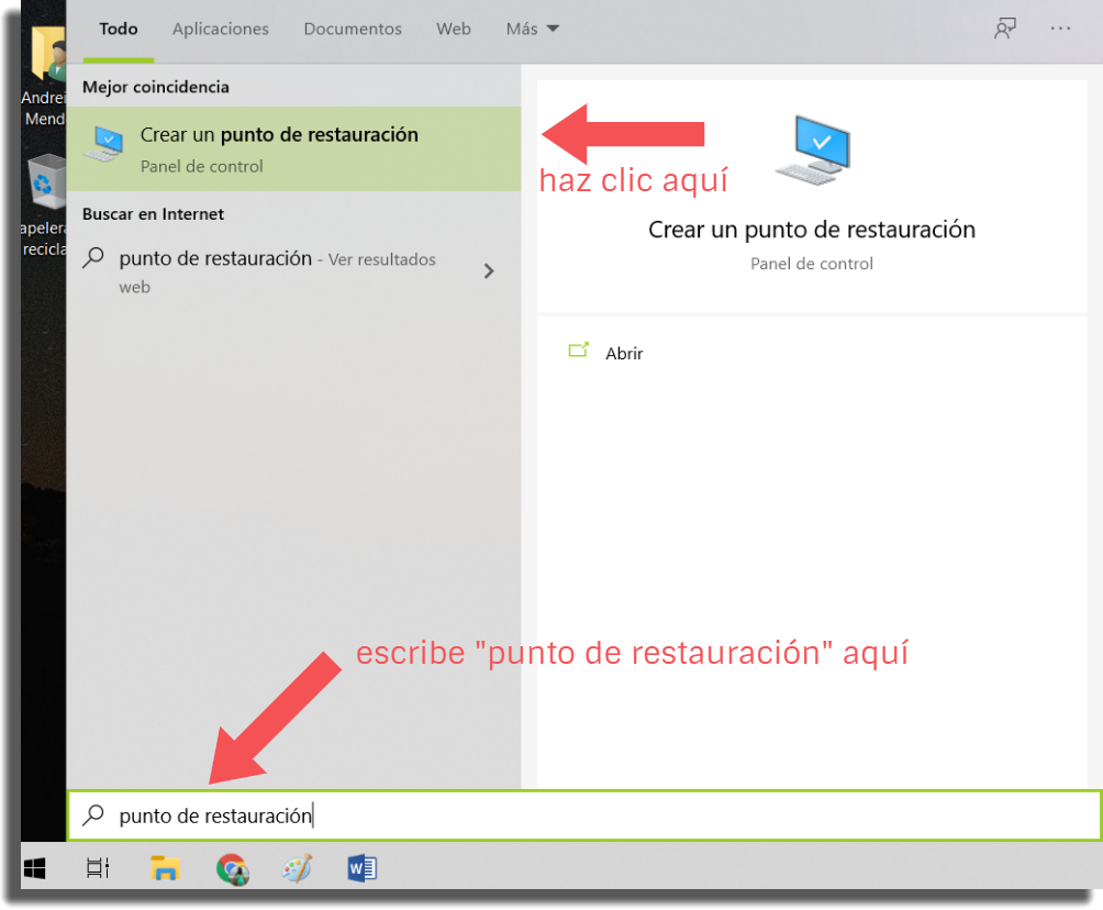 restaurar Windows 10 paso 2