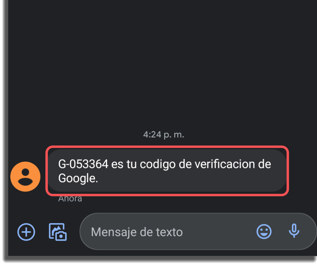 msj de verificación google