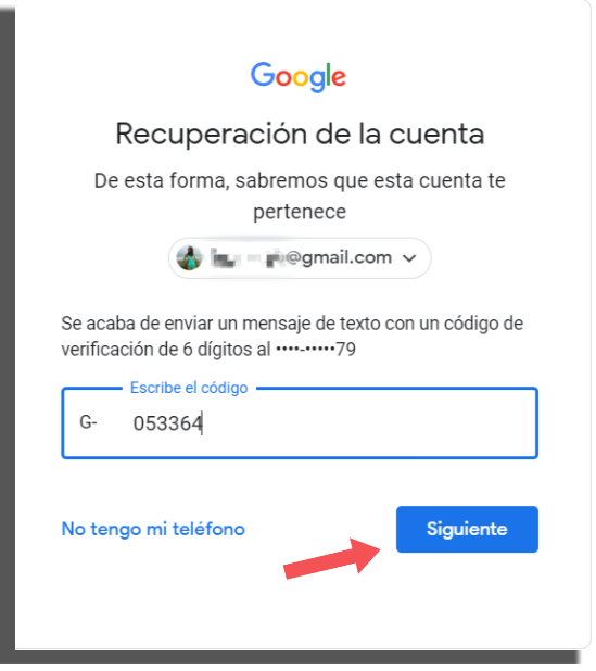 recuperar tu cuenta de Google método 2