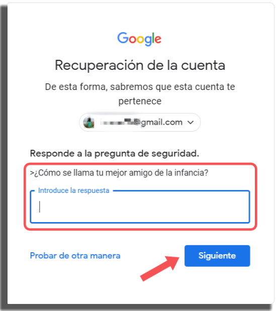 recuperar tu cuenta de Google método 3