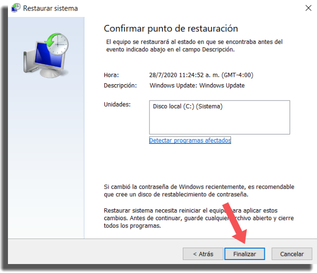 punto de restauración paso 7