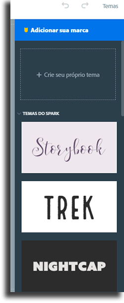 Temas Adobe Spark Page