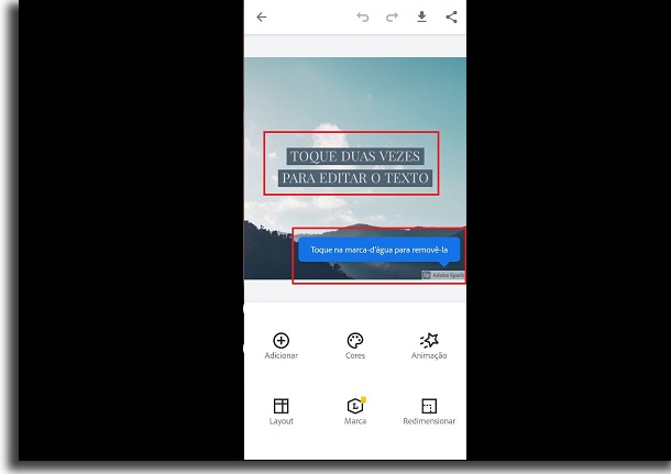 Adobe Spark no celular marca