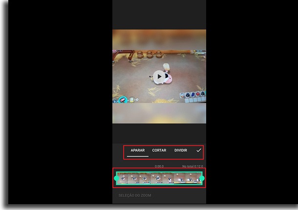 editor de vídeo no Android cortar