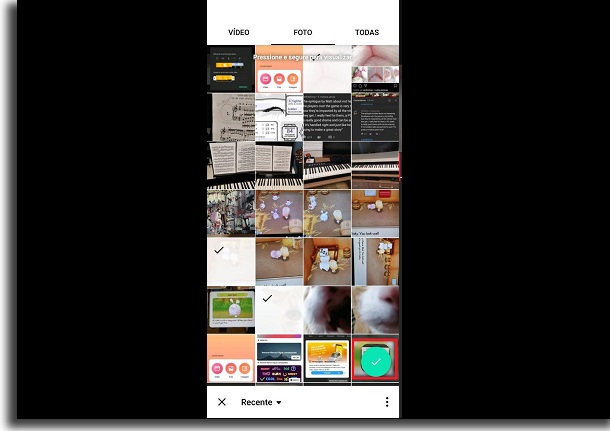 selecionar fotos no app para receber música