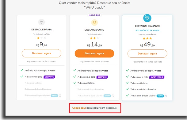 destaque na olx