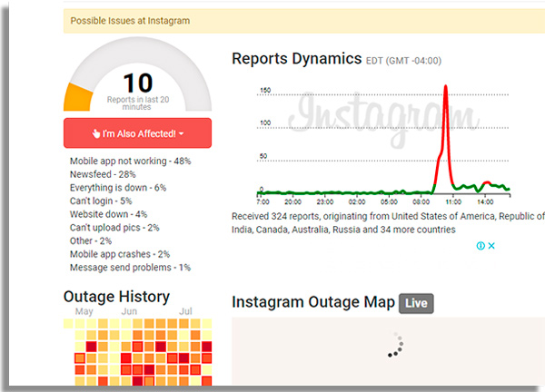 Outage.Report Instagram down