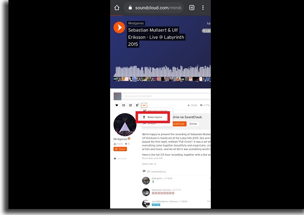 baixar arquivo no soundcloud