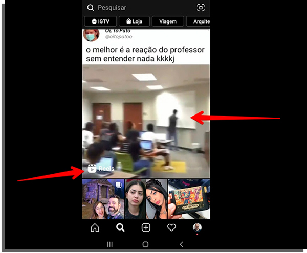 descubra o reels de outras pessoas na aba explorar