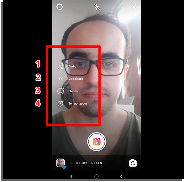 opções de filtros e músicas no instagram reels