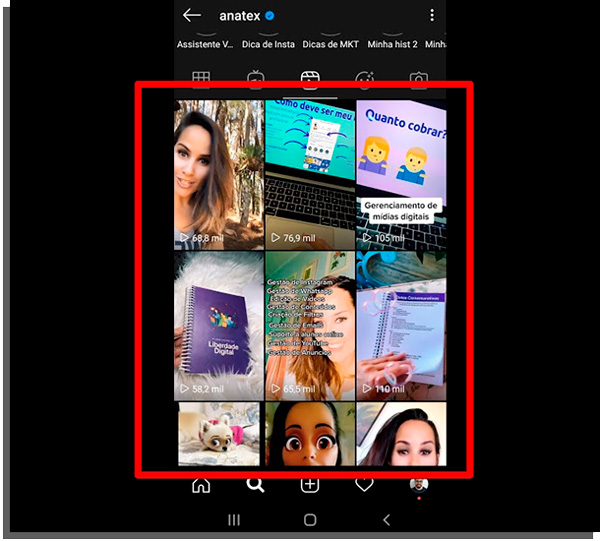 mosaico de instagram reels