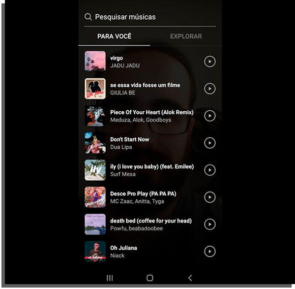 menu de músicas