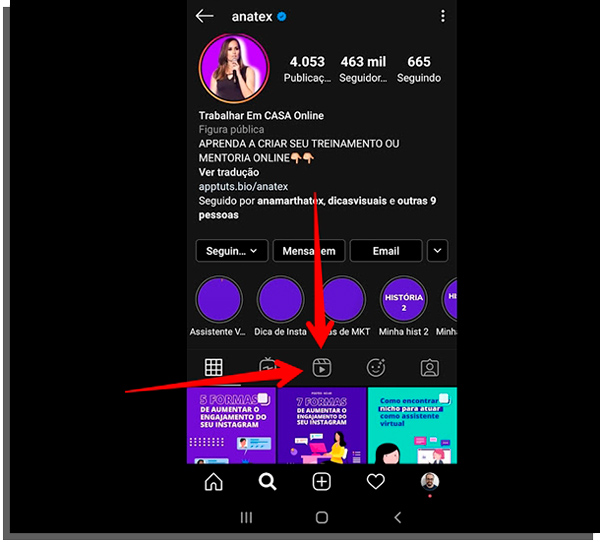 acesse o perfil de alguém que já publicou conteúdo