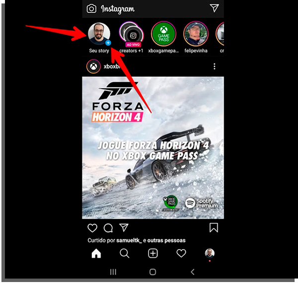 acesse a tela do stories