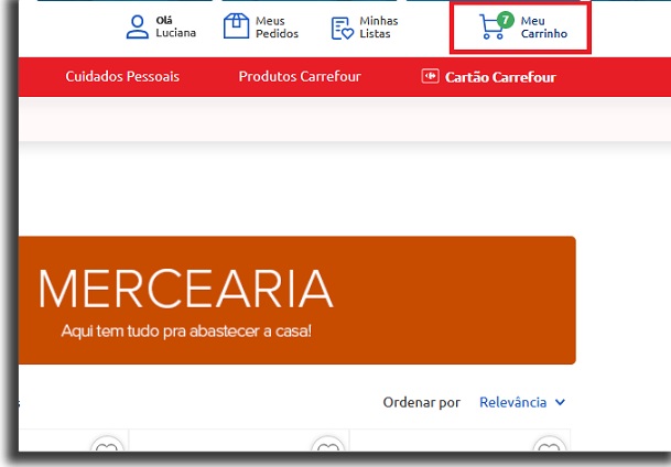 carrinho de compras