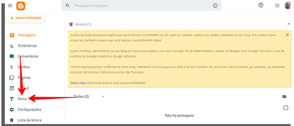 clique em tema