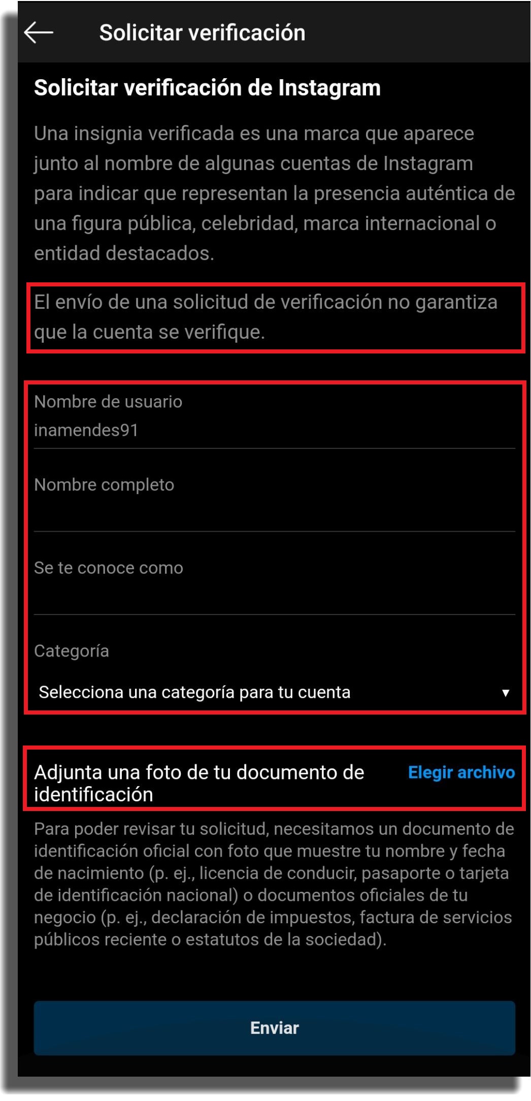 verificar cuenta en Instagram paso 4