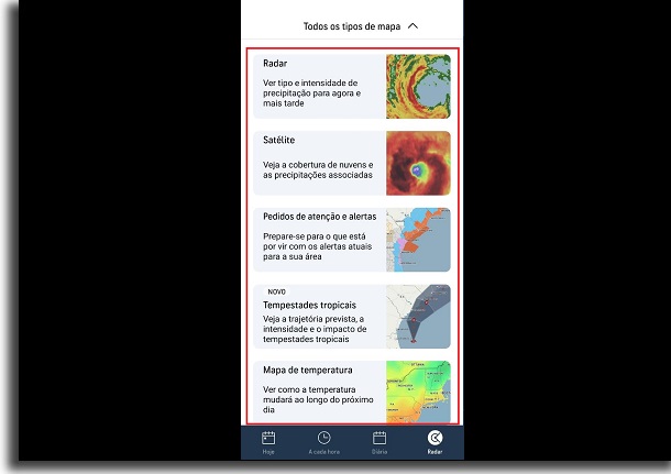 mapas para previsão do tempo