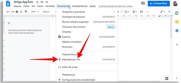 Como escrever textos por voz no Google Docs - 20