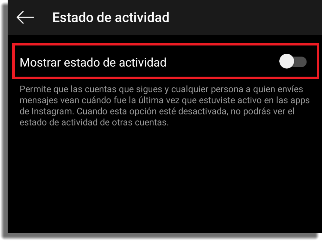 estado de actividad mensajes directos instagram