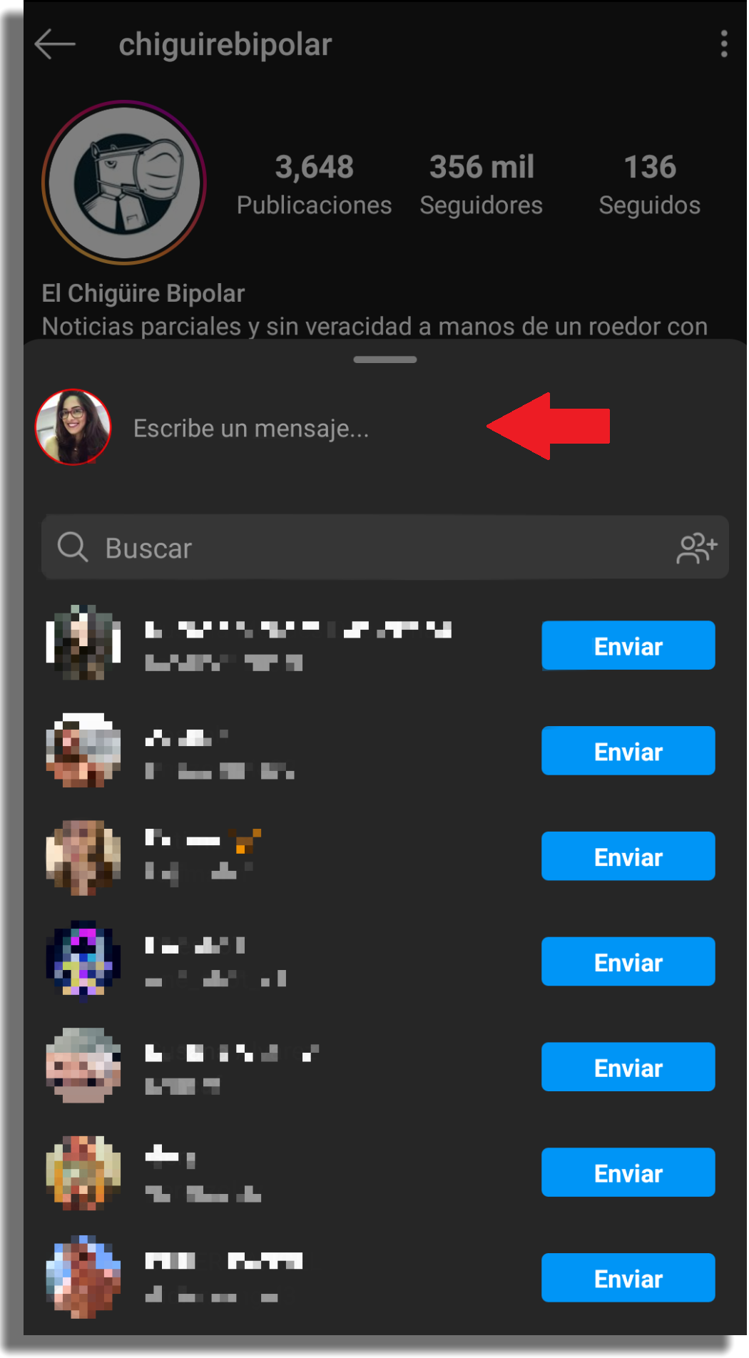 enviar perfil dm