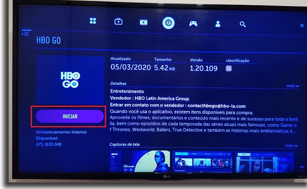 abrir o app da hbo go